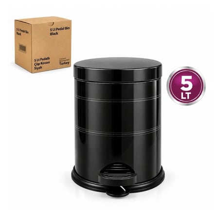 HOBİBAHÇEM Mikro 5 L Siyah Pedallı Çöp Kovası HB006