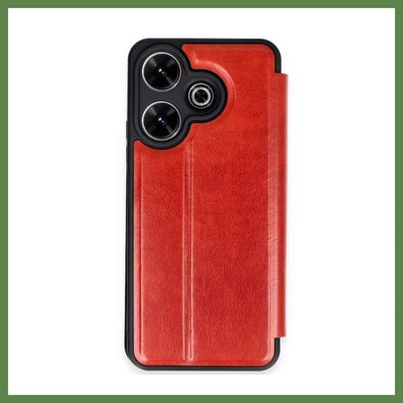 HOBİBAHÇEM Redmi 13 4G Uyumlu Kılıf Flip Cover - Kırmızı HB006