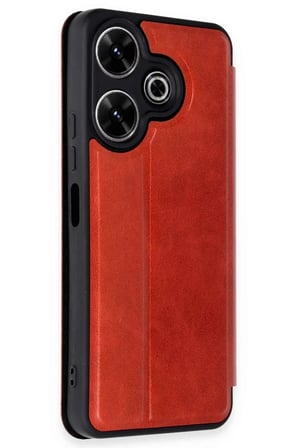 HOBİBAHÇEM Redmi 13 4G Uyumlu Kılıf Flip Cover - Kırmızı HB006