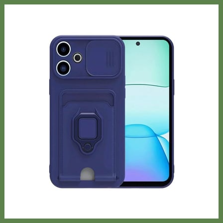 HOBİBAHÇEM Redmi 13 4G Uyumlu Kılıf Zuma Kartvizitli Yüzüklü Silikon - Lacivert HB006