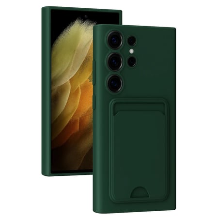 HOBİBAHÇEM Samsung Galaxy S24 Ultra Uyumlu Kılıf Kelvin Kartvizitli Silikon - Koyu Yeşil HB006