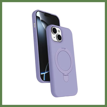 HOBİBAHÇEM iPhone 15 Plus Uyumlu Regal Magsafe Standlı Kapak - Lila HB006
