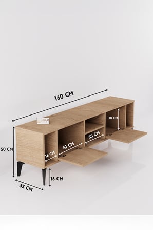 HOBİBAHÇEM Linya TV Sehpası Suntalam Bej 160x35 cm HB006