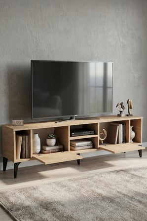 HOBİBAHÇEM Linya TV Sehpası Suntalam Bej 160x35 cm HB006