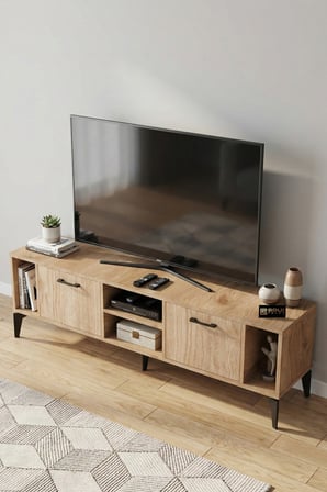 HOBİBAHÇEM Linya TV Sehpası Suntalam Bej 160x35 cm HB006