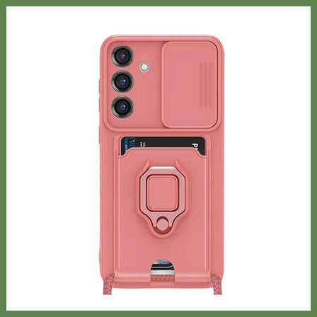 HOBİBAHÇEM Samsung Galaxy S25 Plus Uyumlu Kılıf Zuma Kartvizitli Yüzüklü Silikon - Pembe HB006