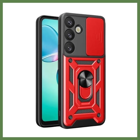 HOBİBAHÇEM Samsung Galaxy S26 Plus Uyumlu Pars Lens Yüzüklü Silikon - Kırmızı HB006