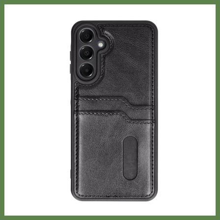 HOBİBAHÇEM Samsung Galaxy A35 5G Uyumlu Kılıf Sara Kartvizitli Deri Kılıf - Siyah HB006