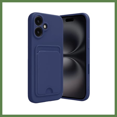 HOBİBAHÇEM iPhone 16 Uyumlu Kılıf Kelvin Kartvizitli Silikon - Lacivert HB006