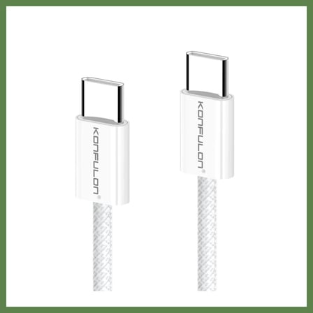 HOBİBAHÇEM Konfulon DC130 2M 60W Type-C to Type-C Örgülü Hızlı Şarj Kablosu - Beyaz HB006