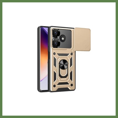 HOBİBAHÇEM Redmi 13 4G Uyumlu Kılıf Pars Lens Yüzüklü Silikon - Gold HB006