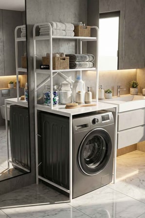 HOBİBAHÇEM Çamaşır Makinesi Üstü Raf Beyaz 70 cm HB006