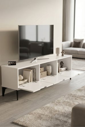 HOBİBAHÇEM Royal TV Sehpası Suntalam Beyaz 160x35 HB006