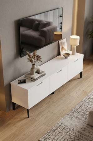 HOBİBAHÇEM Royal TV Sehpası Suntalam Beyaz 160x35 HB006