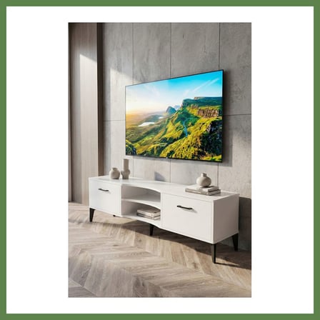 HOBİBAHÇEM Vera TV Sehpası Suntalam Beyaz 160x35 cm HB006