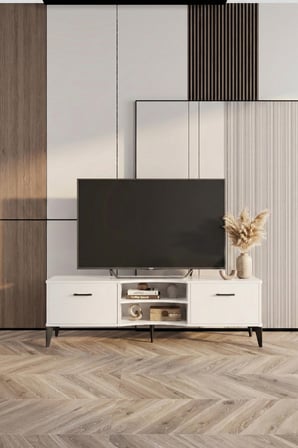 HOBİBAHÇEM Vera TV Sehpası Suntalam Beyaz 160x35 cm HB006