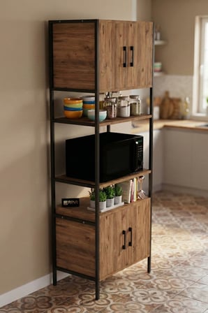 HOBİBAHÇEM Fırın Dolabı Metal Ayaklı Atlantik Çam HB006