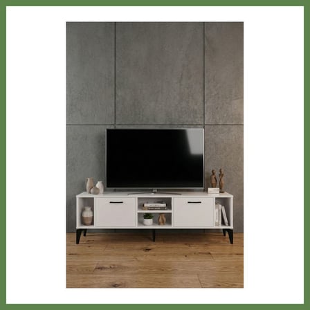 HOBİBAHÇEM Linya TV Sehpası Suntalam Beyaz 160x35 cm HB006