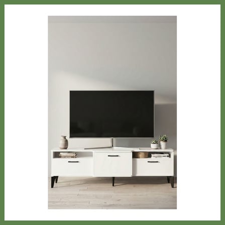 HOBİBAHÇEM Mistral TV Sehpası Metalik Beyaz 160x40 cm HB006