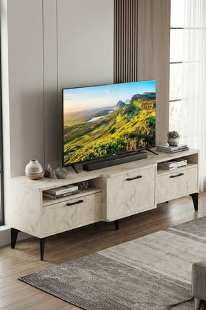 HOBİBAHÇEM Mistral TV Sehpası Suntalam Ekru 160x40 cm HB006