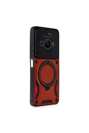 HOBİBAHÇEM Poco C61 Uyumlu Kılıf Joy Lens Standlı Kapak - Kırmızı HB006