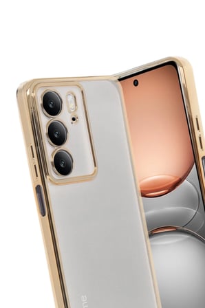 HOBİBAHÇEM Realme C75 4G Uyumlu Kılıf Lensli Silikon - Gold HB006