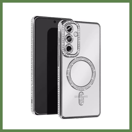 HOBİBAHÇEM Samsung Galaxy A56 Uyumlu Joke Simli Magneticsafe Kılıf - Gümüş HB006