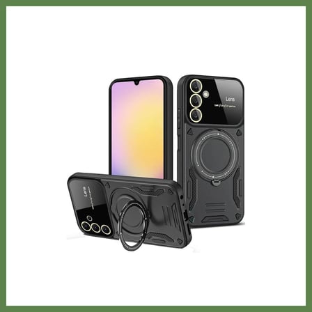 HOBİBAHÇEM Samsung Galaxy A15 4G Uyumlu Kılıf Joy Lens Standlı Kapak - Siyah HB006