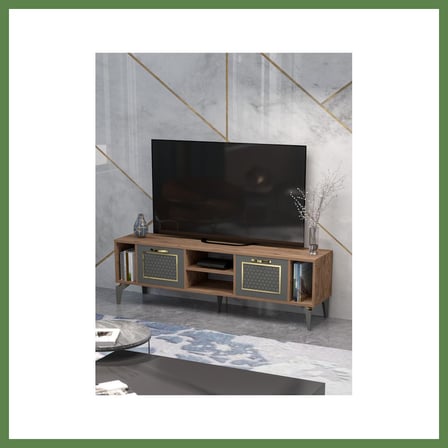 HOBİBAHÇEM Linya Gold TV Sehpası Kahverengi HB006
