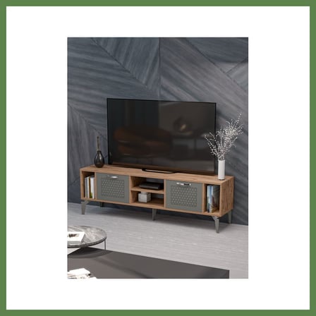 HOBİBAHÇEM Linya Gümüş TV Sehpası Kahverengi HB006