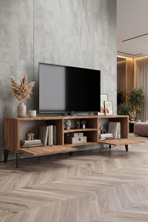 HOBİBAHÇEM Vera TV Sehpası Suntalam Kahverengi 160x35 cm HB006