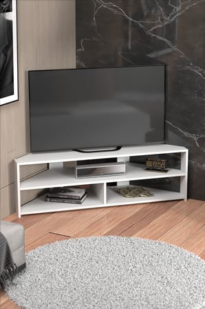 HOBİBAHÇEM Köşe TV Ünitesi Beyaz 140 cm HB006