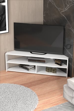 HOBİBAHÇEM Köşe TV Ünitesi Beyaz 140 cm HB006