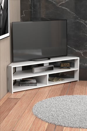 HOBİBAHÇEM Köşe TV Ünitesi Beyaz 140 cm HB006