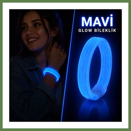HOBİBAHÇEM Mavi Kalın Glow Bileklik ? Kırılarak Yanan Parti ve Festival Bilekliği HB006