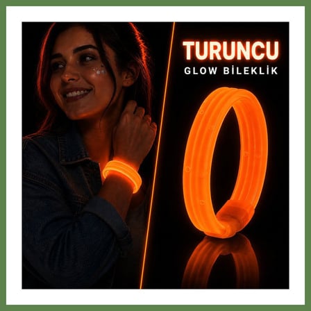 HOBİBAHÇEM Turuncu Kalın Glow Bileklik ? Kırılarak Yanan Parti ve Festival Bilekliği HB006