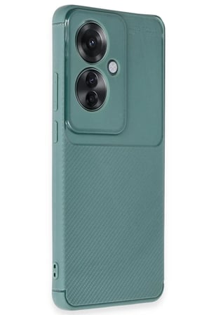 HOBİBAHÇEM Reno 11F Uyumlu Kılıf Auto Focus Karbon Kapak - Koyu Yeşil HB006