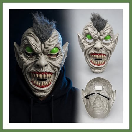 HOBİBAHÇEM Neon Yeşil Gözlü Saçlı Canavar Plastik Maske HB006