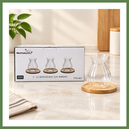 HOBİBAHÇEM Bambu Tabaklı Çay Bardağı HB006