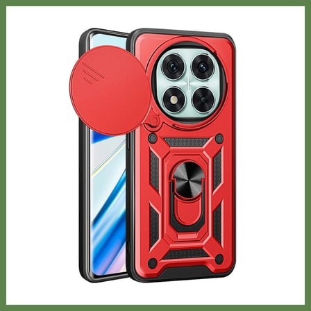 HOBİBAHÇEM Redmi Note 14 Pro 5G Uyumlu Kılıf Pars Lens Yüzüklü Silikon - Kırmızı HB006