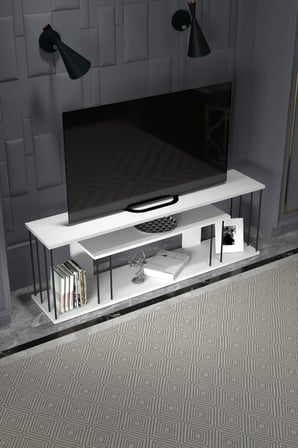 HOBİBAHÇEM Gzd Plus TV Ünitesi Beyaz 140 cm HB006