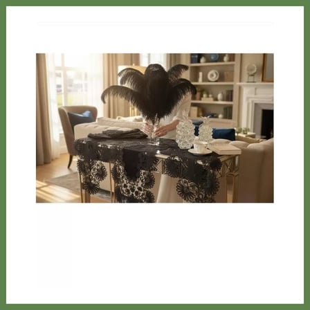 HOBİBAHÇEM Salon Takımı 5 Parça Keten Masa Örtüsü Yolluk Seti Çeyizlik Palmiye Model No 2656560 Siyah HB006