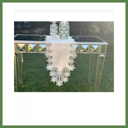 HOBİBAHÇEM Çeyizlik Selena Model Krem 5 Parça Dantelli Keten Runner Masa Örtüsü Seti HB006