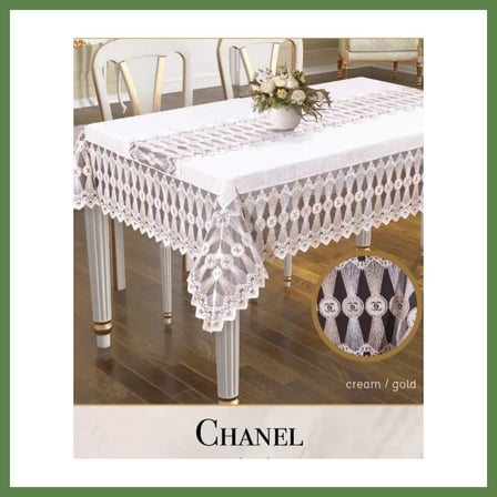 HOBİBAHÇEM Chanel Model Gardenya Keten Krem-Krem 160x260 cm Şık Dekoratif Masa Örtüsü HB006