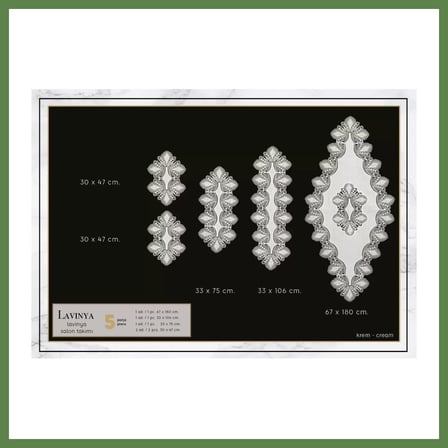 HOBİBAHÇEM Lavinya Model Krem-Krem 5 Parça Keten Dantelli Runner Seti Salon Takımı HB006