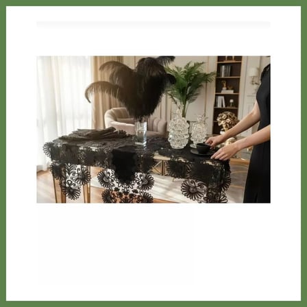HOBİBAHÇEM Palmiye Model Siyah 7 Parça Keten Masa Örtüsü Runner Seti Çeyizlik Salon Takımı Şık Tasarım HB006