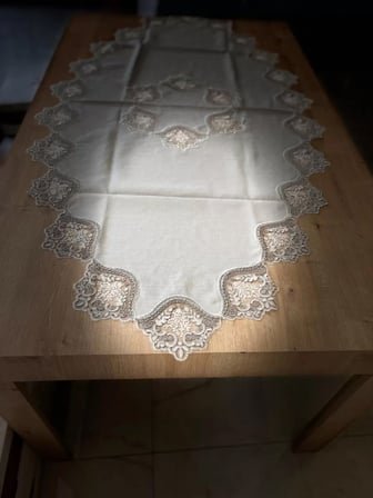 HOBİBAHÇEM Salon Takımı Çeyizlik Gri Runner Seti 5 Parça Keten Ranır Masa Konsol Sehpa Örtüsü Selinda HB006