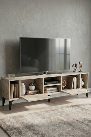 HOBİBAHÇEM Linya TV Sehpası Suntalam Ekru 160x35 cm HB006