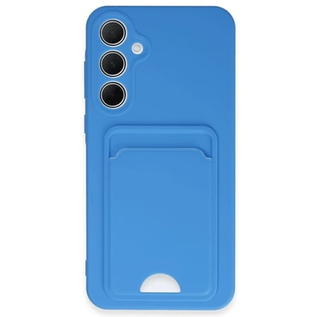 HOBİBAHÇEM Samsung Galaxy A35 5G Uyumlu Kılıf Kelvin Kartvizitli Silikon - Mavi HB006