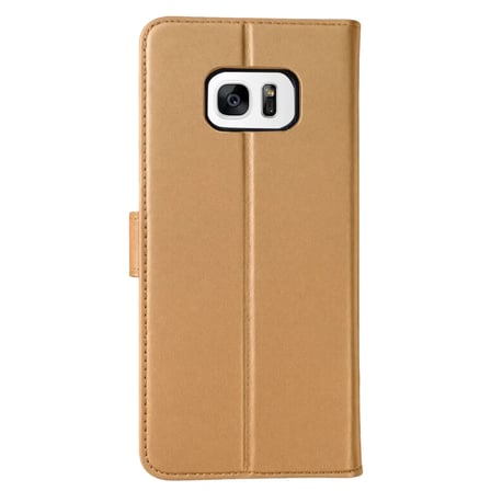 HOBİBAHÇEM Samsung Galaxy S7 Uyumlu Edge Trend S Plus Kapaklı Kılıf - Gold HB006